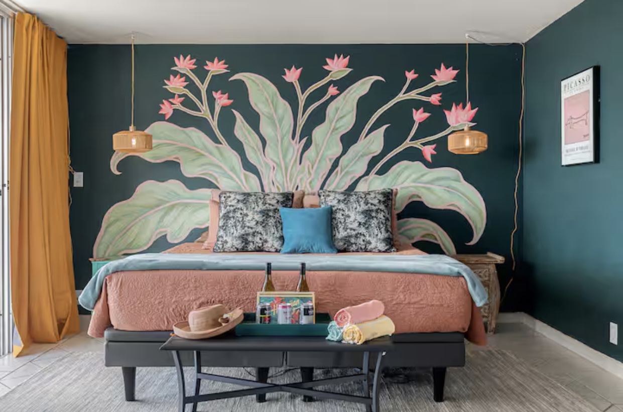 Styled vacation rental bedroom, Maui